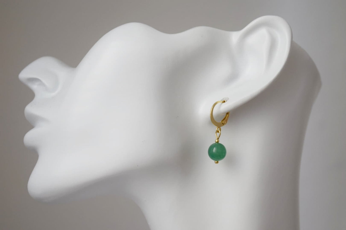 Small gemstone huggie earrings, Aventurine, Rose quartz, Selenite, Yellow jade, Ball earrings, Minimalist Handmade jewelry, Gift for her