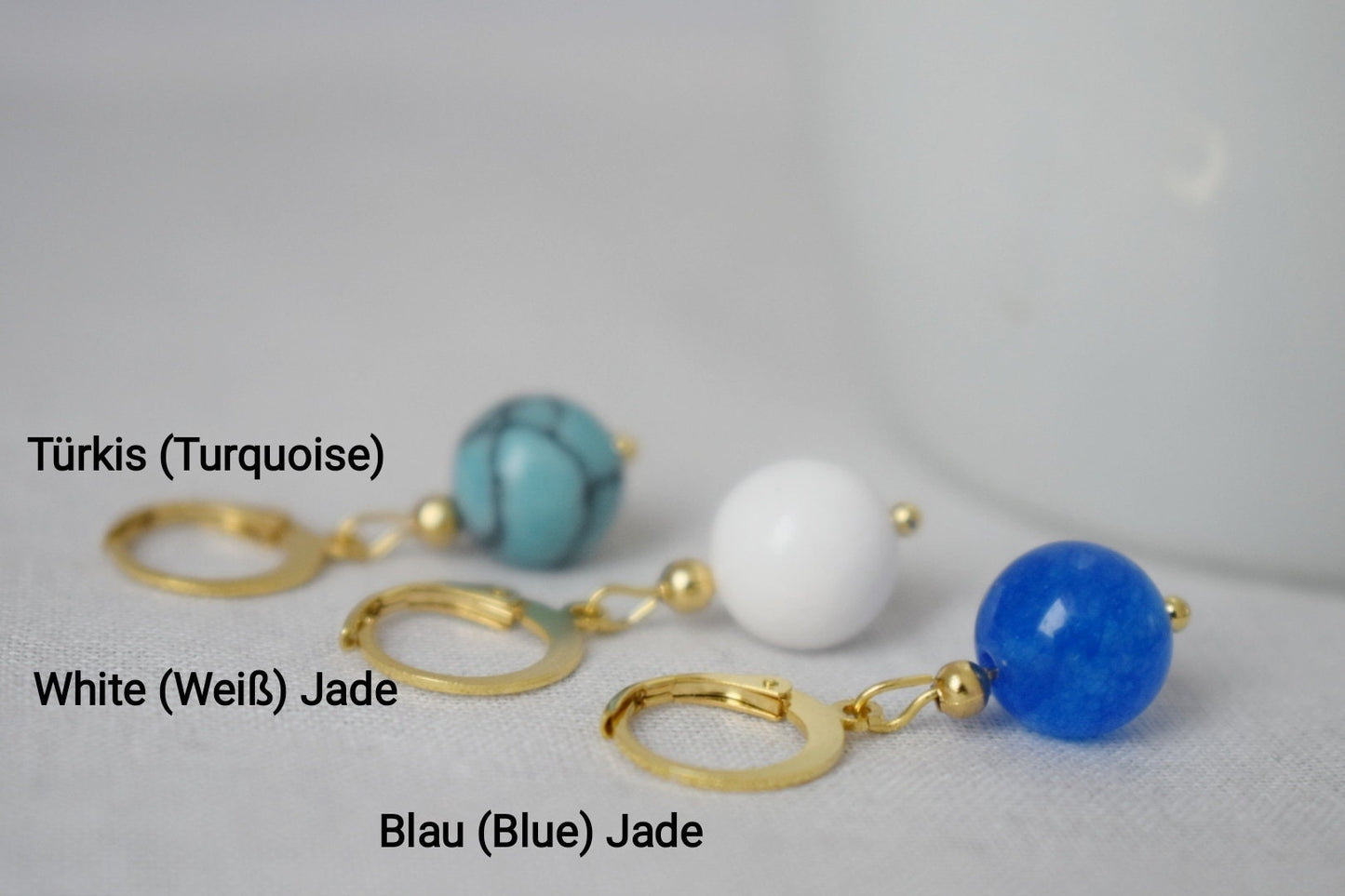 Aventurine Hoop Earrings, 24k Gold Plated Huggie, Small Gemstone Charm Earrings Dangle, Lightweight, Green Stone Pearl Jewelry, Gift For Her