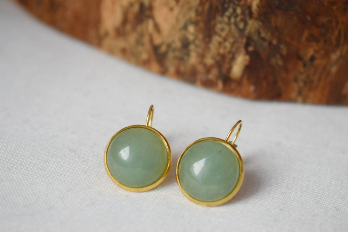 Aventurine dangle earrings gold, Green gemstone earrings, 10mm, Stone, Chakra, Hanging lever back earrings, Birthstone jewelry, Gift for her