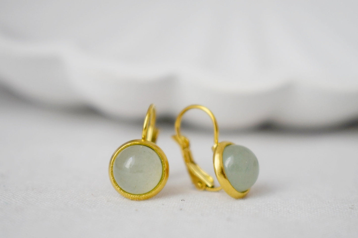 Aventurine dangle earrings gold, Green gemstone earrings, 10mm, Stone, Chakra, Hanging lever back earrings, Birthstone jewelry, Gift for her