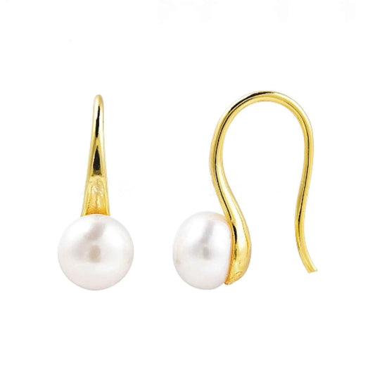 Natural Pearl Dangle Earrings, Minimalist Pearl Earrings, 14K Gold Plated Brass Jewelry for Women, Pearl Gold Jewelry, Bridesmaid, Gift