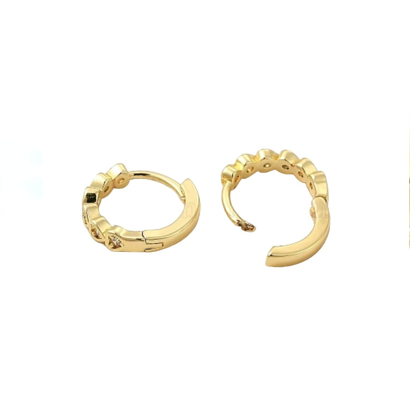 Small Heart Huggie Earrings, 18k Gold Plated Cubic Zirconia Leverback Hoops, Minimalist Jewelry, Gift For Her