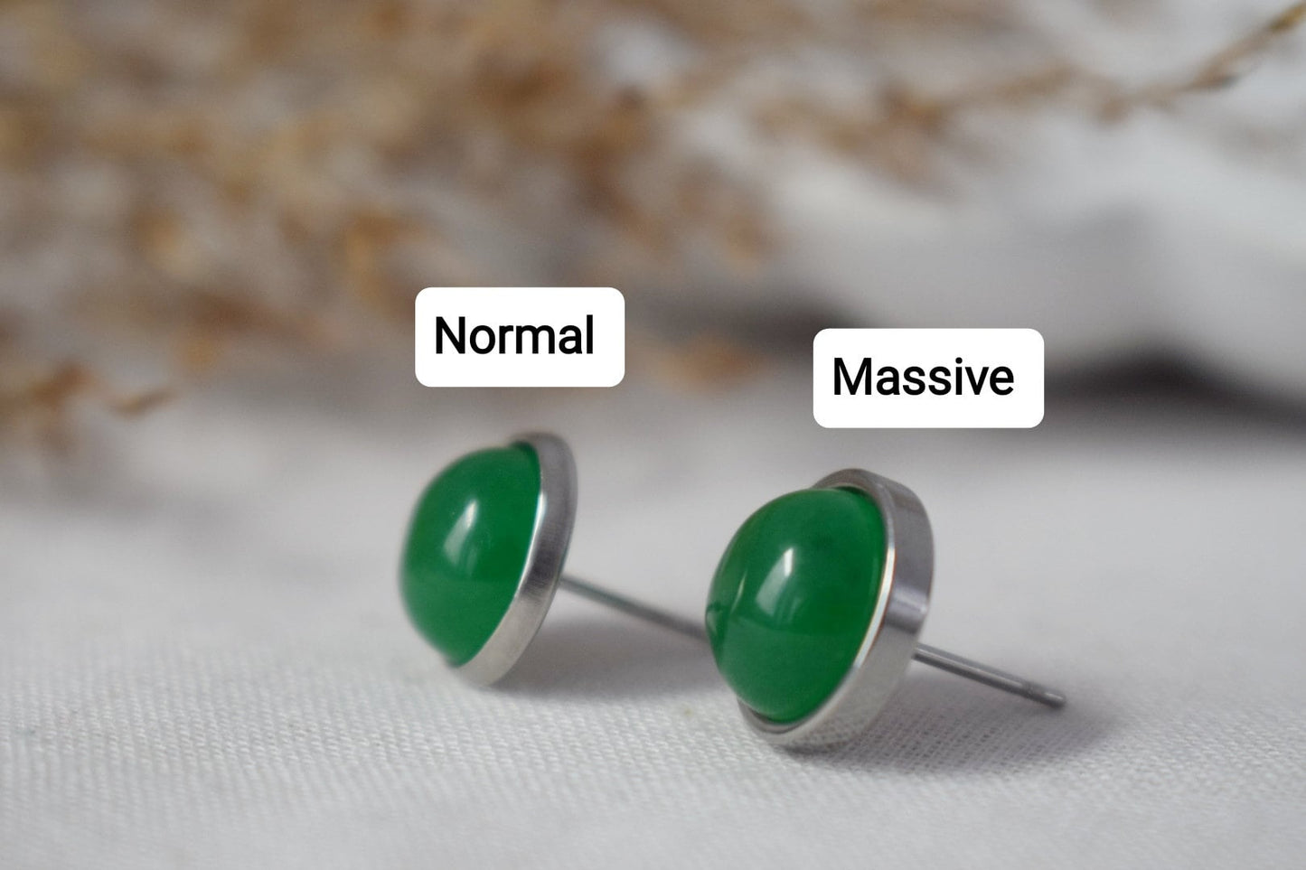 Green Jade Stud Earrings Silver, Minimalist, 8mm, 10mm, Positive Jewelry, Gemstone, Stud Earrings, Round, Birthday Anniversary Gift For Her