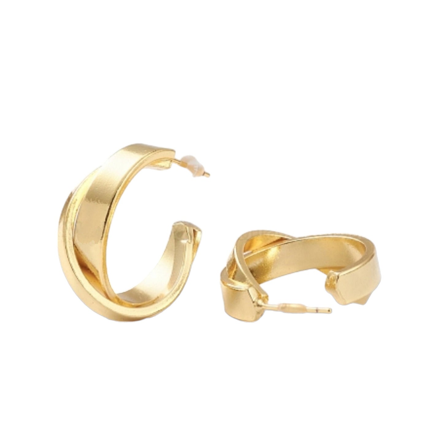 Golden Hoops • Statement Earrings • C Shape Modern Earring • Stud Hoops • Dainty Minimalist Earrings • Perfect Valentine's Day Gift For Her