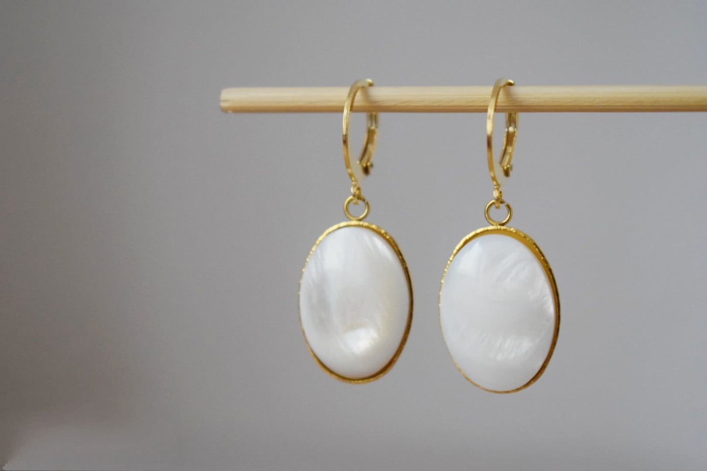 Freshwater shell huggie earrings, Elegant dangle earrings, Handmade Jewelry gift for her, Best mother's day gift