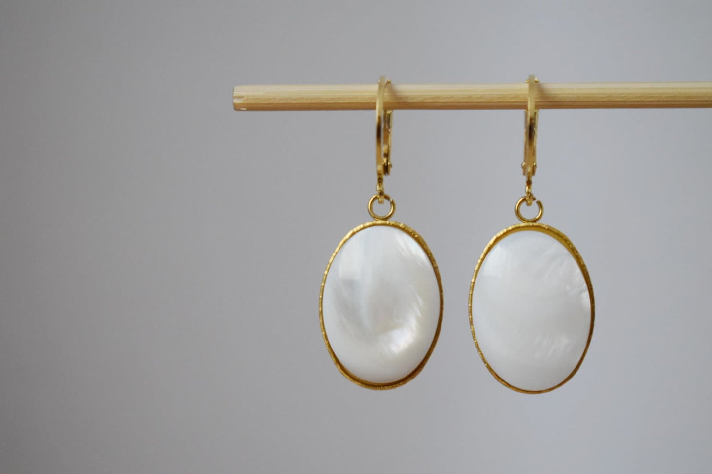 Freshwater shell huggie earrings, Elegant dangle earrings, Handmade Jewelry gift for her, Best mother's day gift