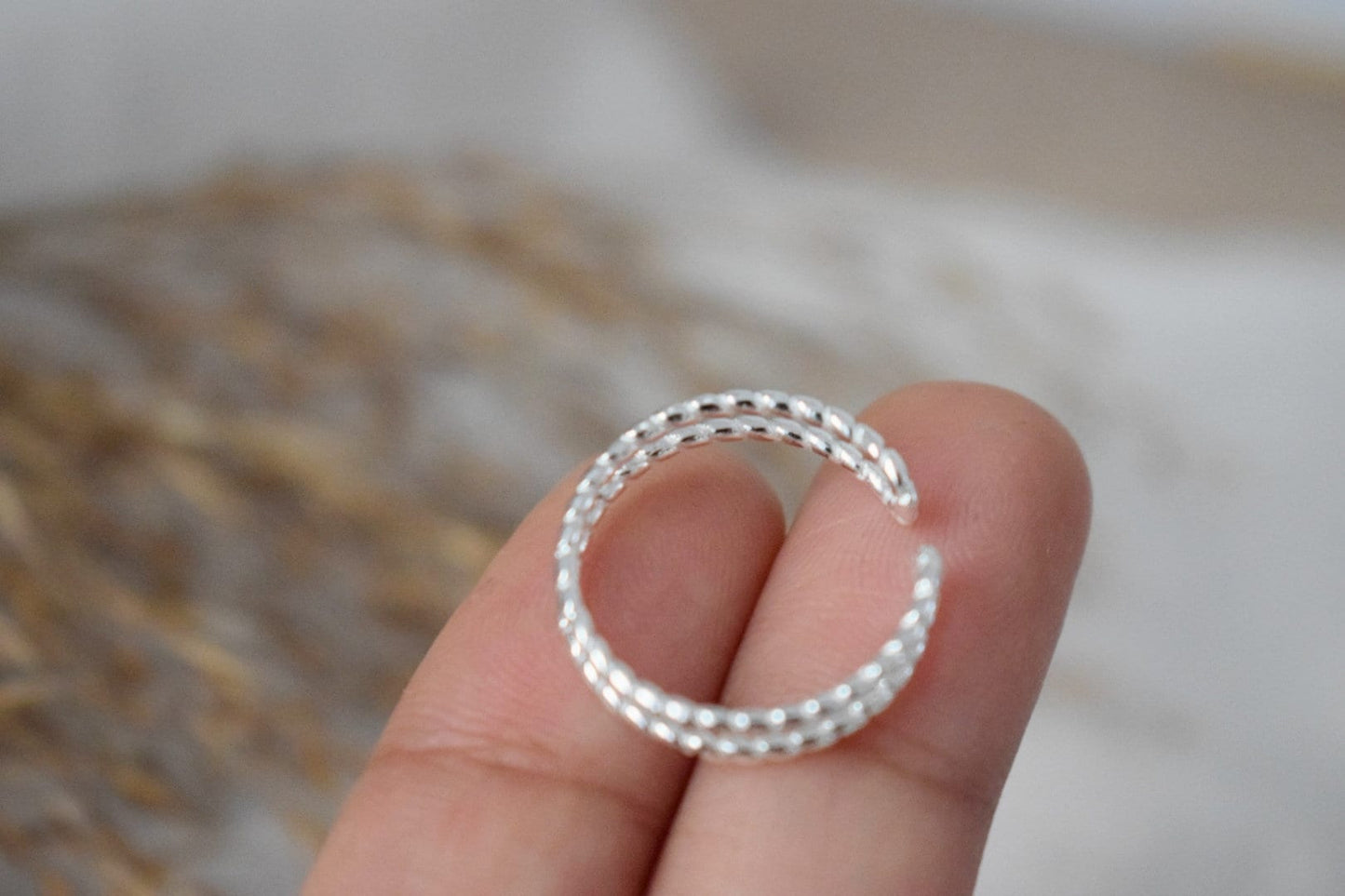 Vintage Sterling Silver Ring For Women, Twisted Double Band Ring, Open 925 Sterling Silver Ring, Adjustable Silver Ring, Unique Ring