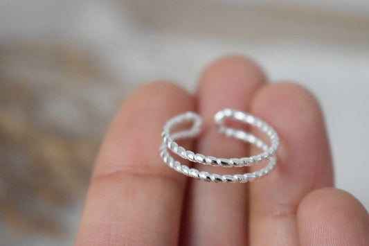 Vintage Sterling Silver Ring For Women, Twisted Double Band Ring, Open 925 Sterling Silver Ring, Adjustable Silver Ring, Unique Ring