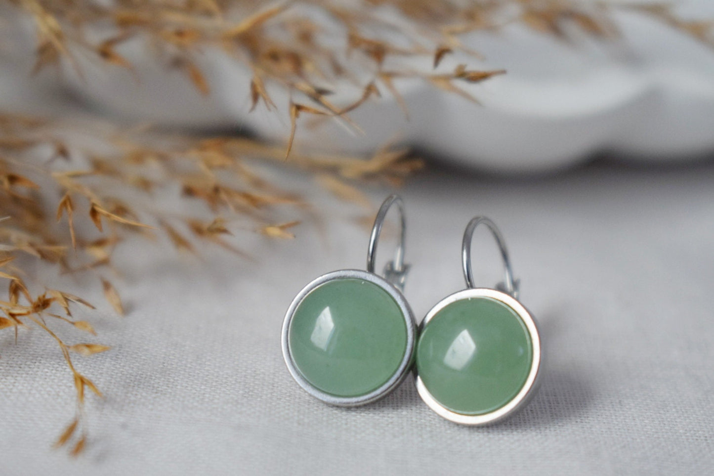 Aventurine dangle earrings, Green gemstone jewelry, Chakra birthstone, Lightweight earrings, Best christmas gift, Small Unisex earrings