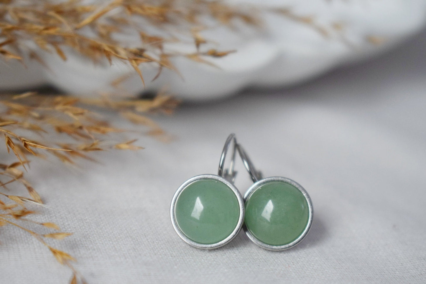 Aventurine dangle earrings, Green gemstone jewelry, Chakra birthstone, Lightweight earrings, Best christmas gift, Small Unisex earrings