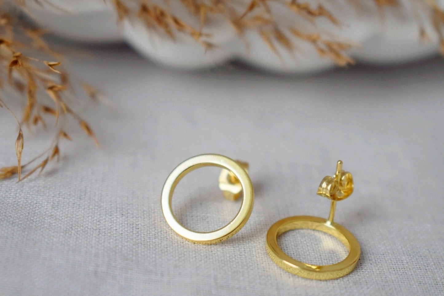 Open Circle Stud Earrings 18k Gold Plated Ring Studs, Dainty Earrings, Unisex Jewelry GiftBest christmas gift