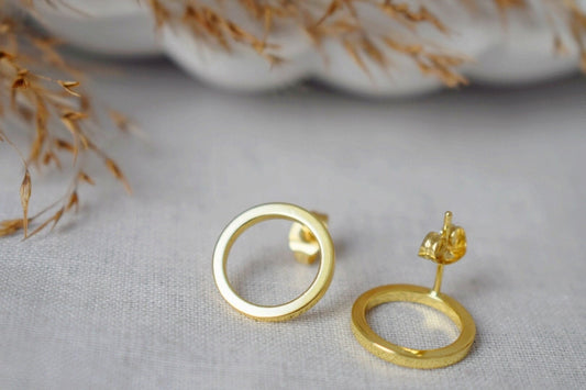 Open Circle Stud Earrings 18k Gold Plated Ring Studs, Dainty Earrings, Unisex Jewelry GiftBest christmas gift