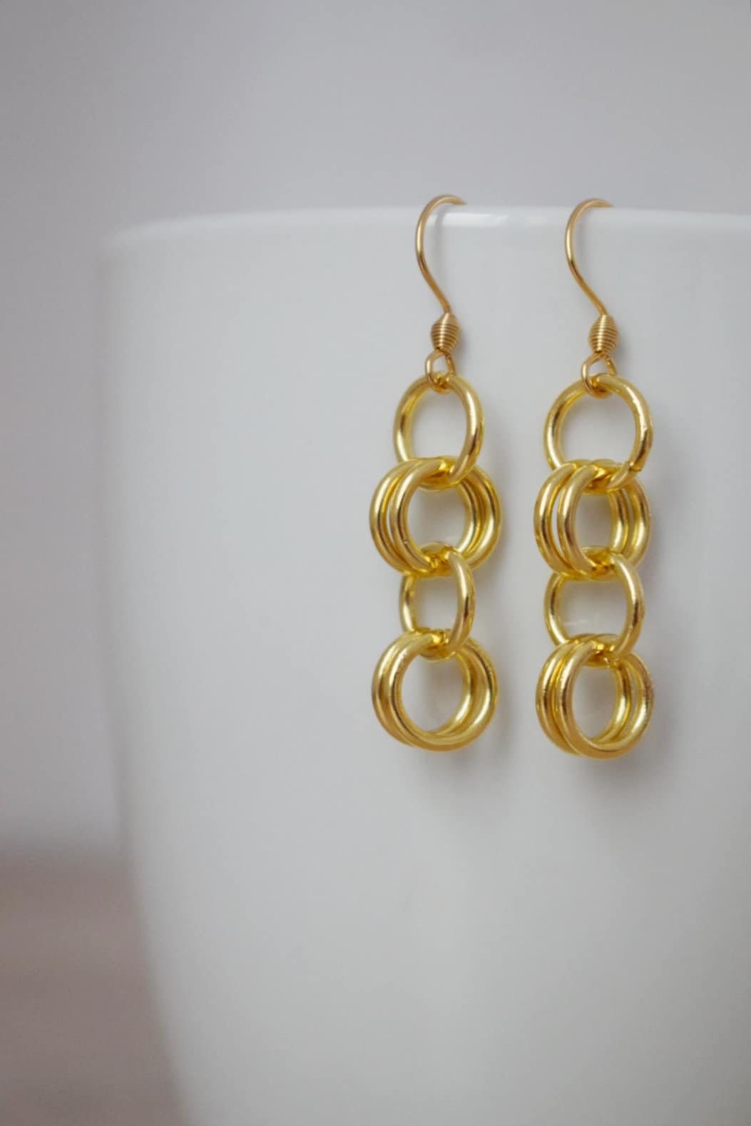 Geometric dangle earrings, 24k gold plated stainless steel rings pendant jewelry, Best valentine's day gift for her