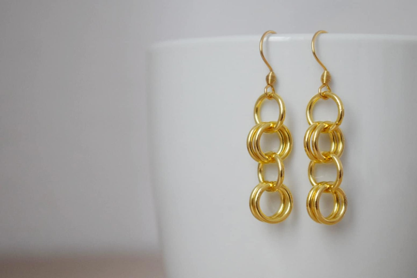 Geometric dangle earrings, 24k gold plated stainless steel rings pendant jewelry, Best valentine's day gift for her