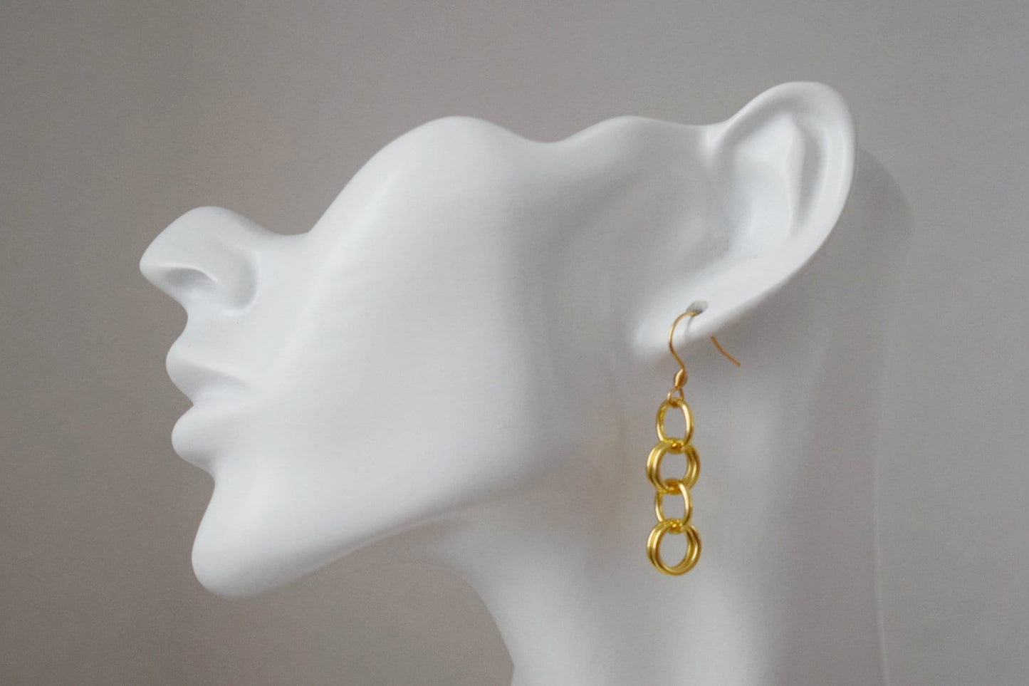 Geometric dangle earrings, 24k gold plated stainless steel rings pendant jewelry, Best valentine's day gift for her