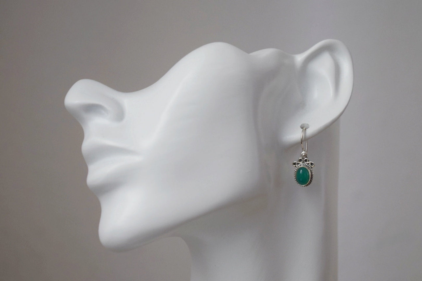 Green onyx earrings sterling silver, Boho gemstone earrings, Lightweight ornament earrings, Unique natural stone jewelry, Mother's day gift