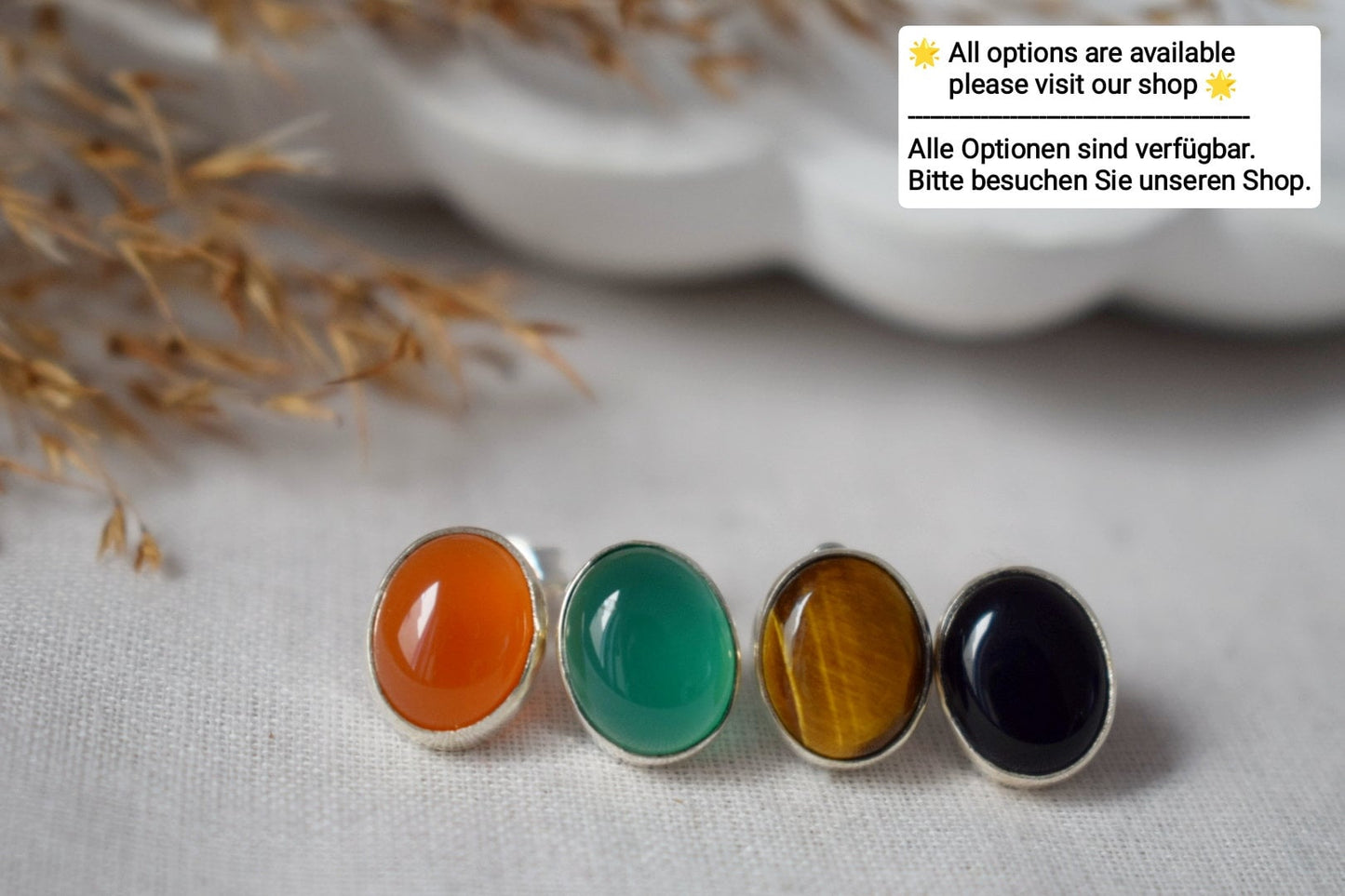 Black Onyx Stud Earrings, Minimalist 925 Sterling Silver Jewelry, Small Oval Gemstone Push Back Earrings, Natural Stone, Best Birthday Gift