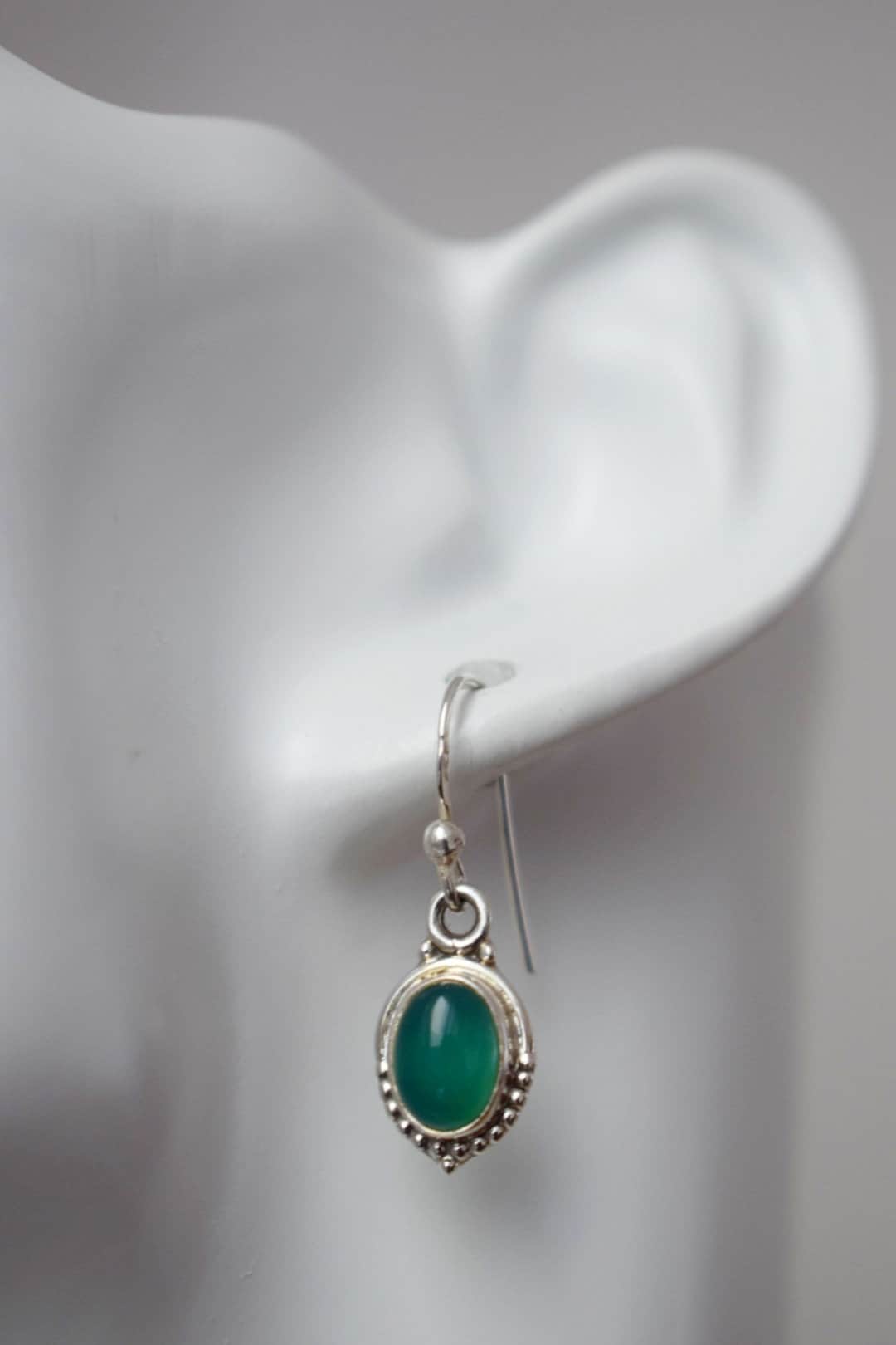Green onyx earrings 925 sterling silver, Gemstone earrings, Natural stone Ornament earrings, Unique silver jewelry, Best mother's day gift