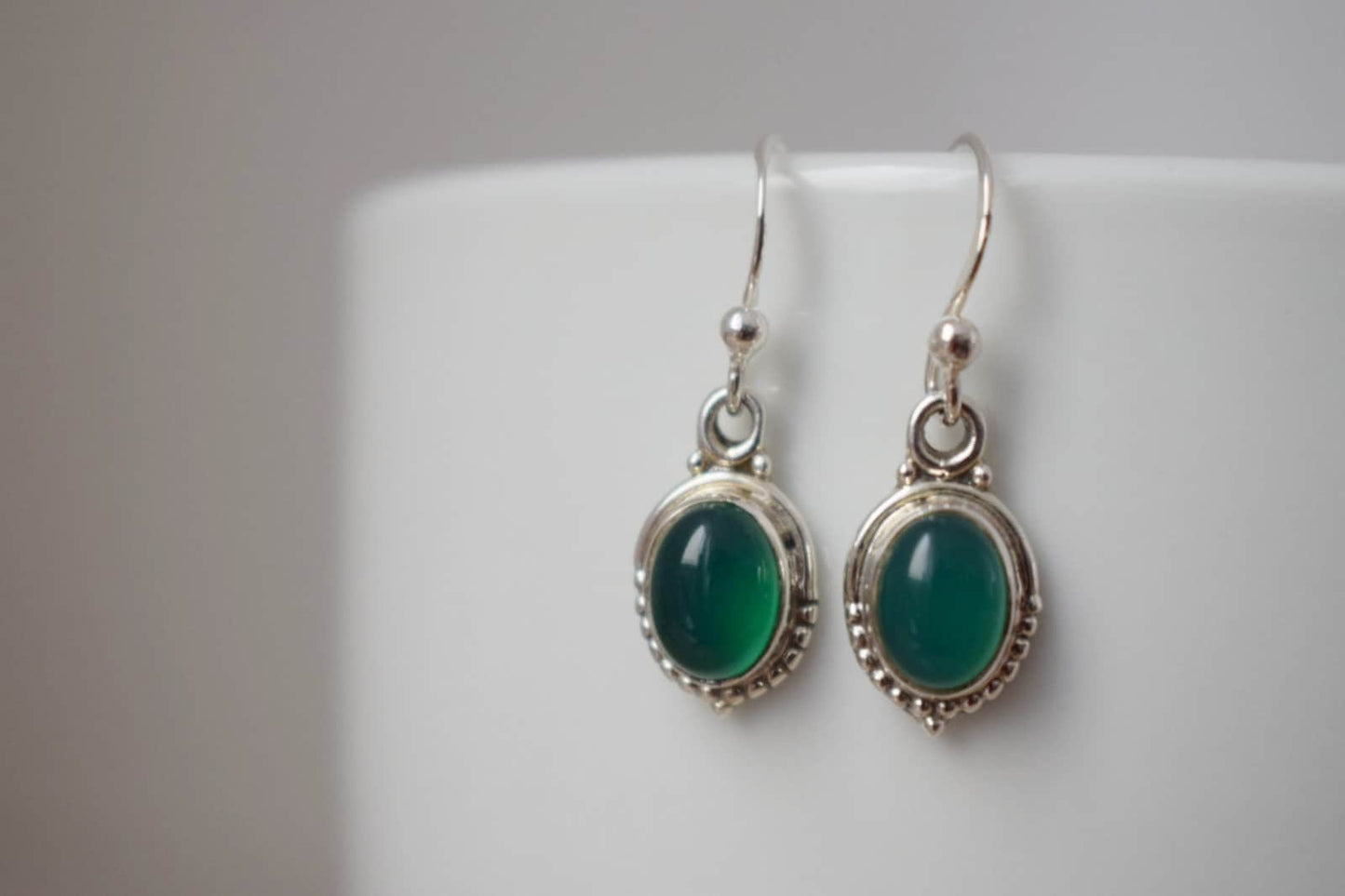 Green onyx earrings 925 sterling silver, Gemstone earrings, Natural stone Ornament earrings, Unique silver jewelry, Best mother's day gift
