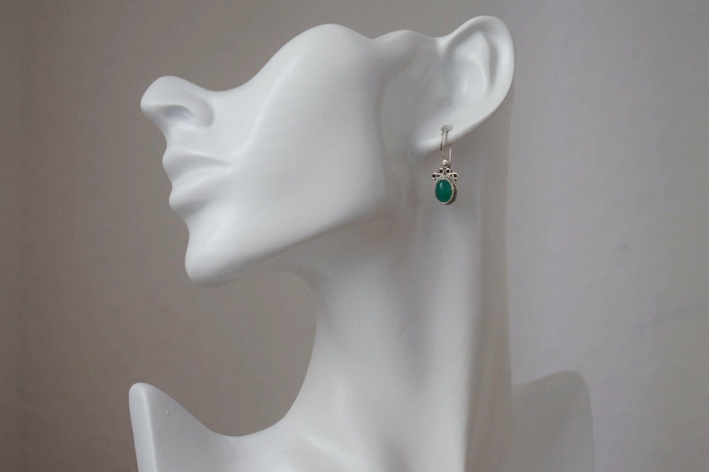 Green onyx earrings sterling silver, Boho gemstone earrings, Lightweight ornament earrings, Unique natural stone jewelry, Mother's day gift