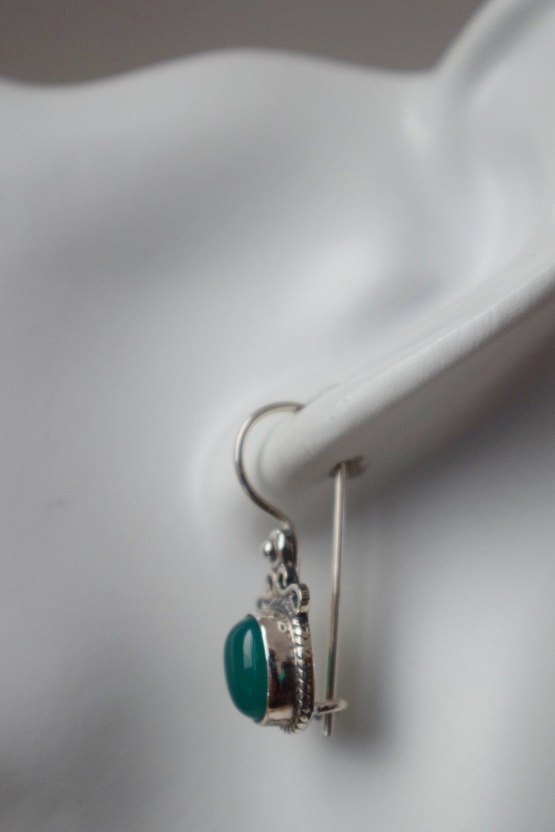 Green onyx earrings sterling silver, Boho gemstone earrings, Lightweight ornament earrings, Unique natural stone jewelry, Mother's day gift