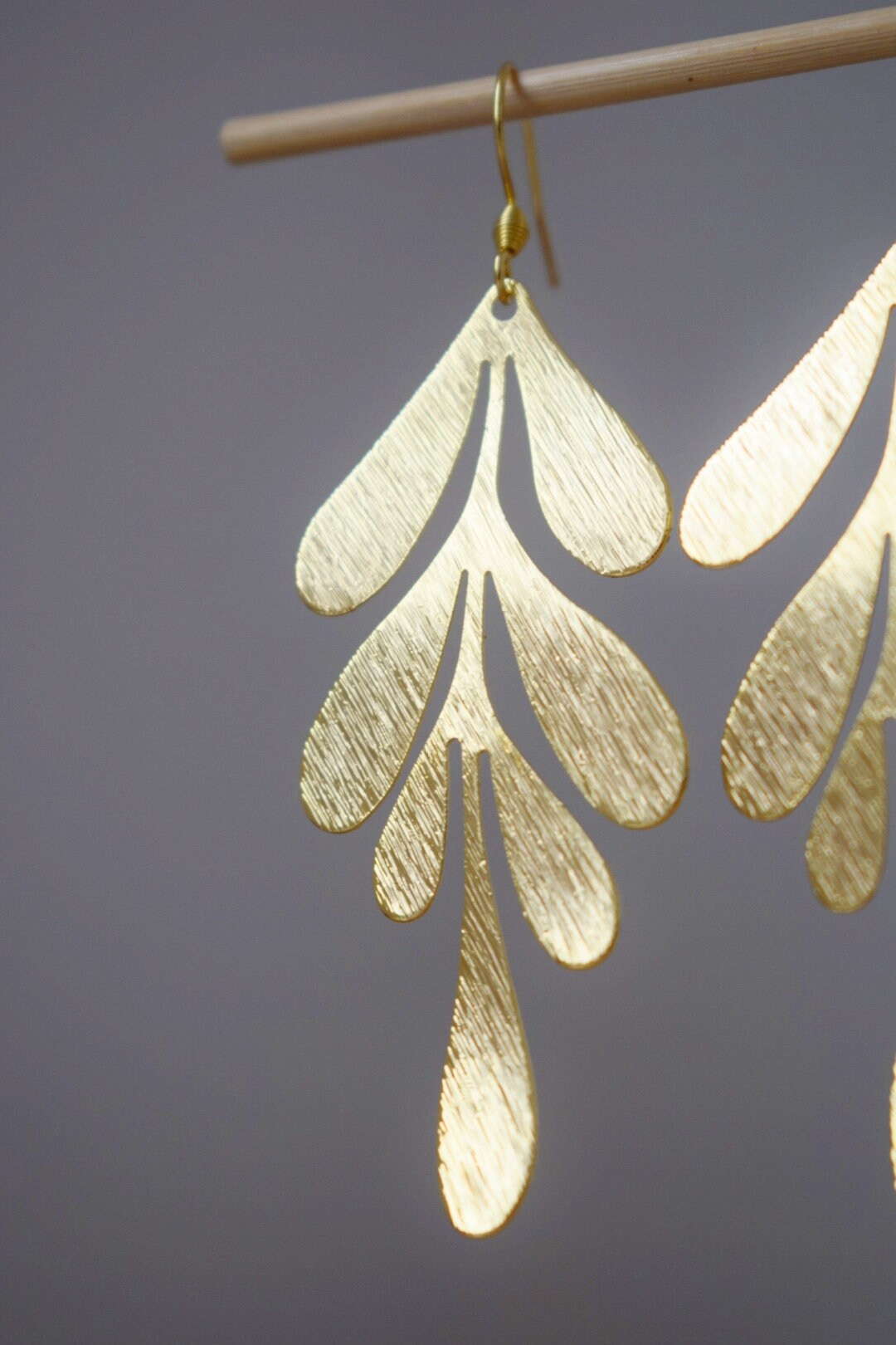 Long Leaf Earrings for women, 18k gold plated, Leaf dangle earrings, Stainless steel earrings, Boho statement earrings, Leaf gold jewelry