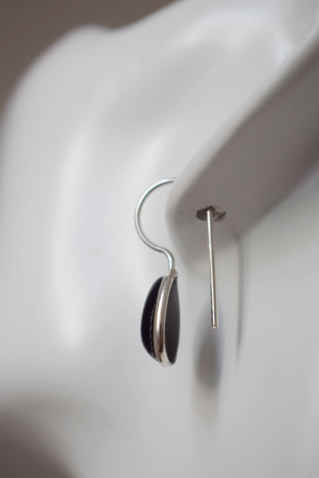 Black Onyx earrings sterling silver, Teardrop gemstone dangle earrings, Natural stone drop earrings, Handmade silver 925 jewelry gift