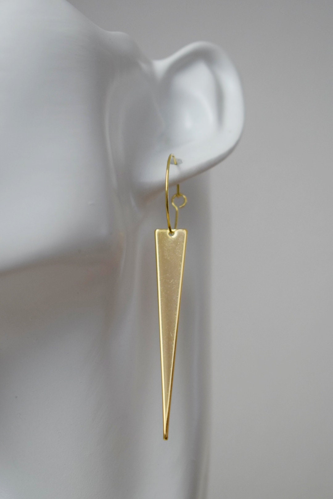 Triangle pendant earrings, Long geometric hanging dangle and drop earrings, 18k vergoldete stainless steel hoop earrings, Best gift for her