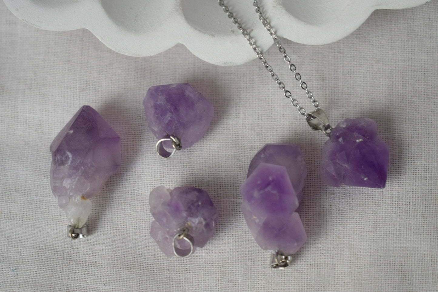 Natural Amethyst Nuggets Necklace, Gemstone pendant, Birthstone February, Handmade jewelry gift, Best unique gift