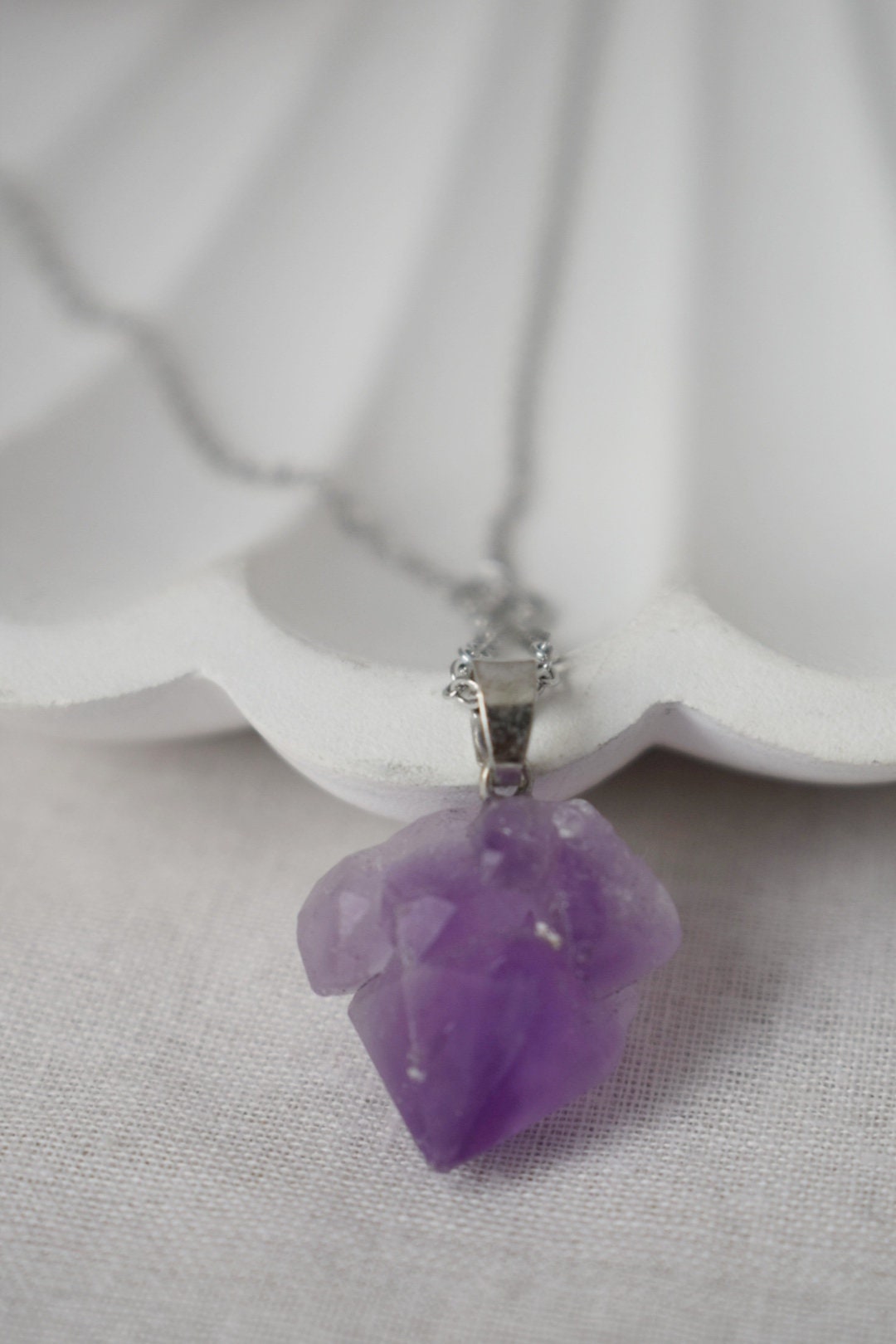 Natural Amethyst Nuggets Necklace, Gemstone pendant, Birthstone February, Handmade jewelry gift, Best unique gift
