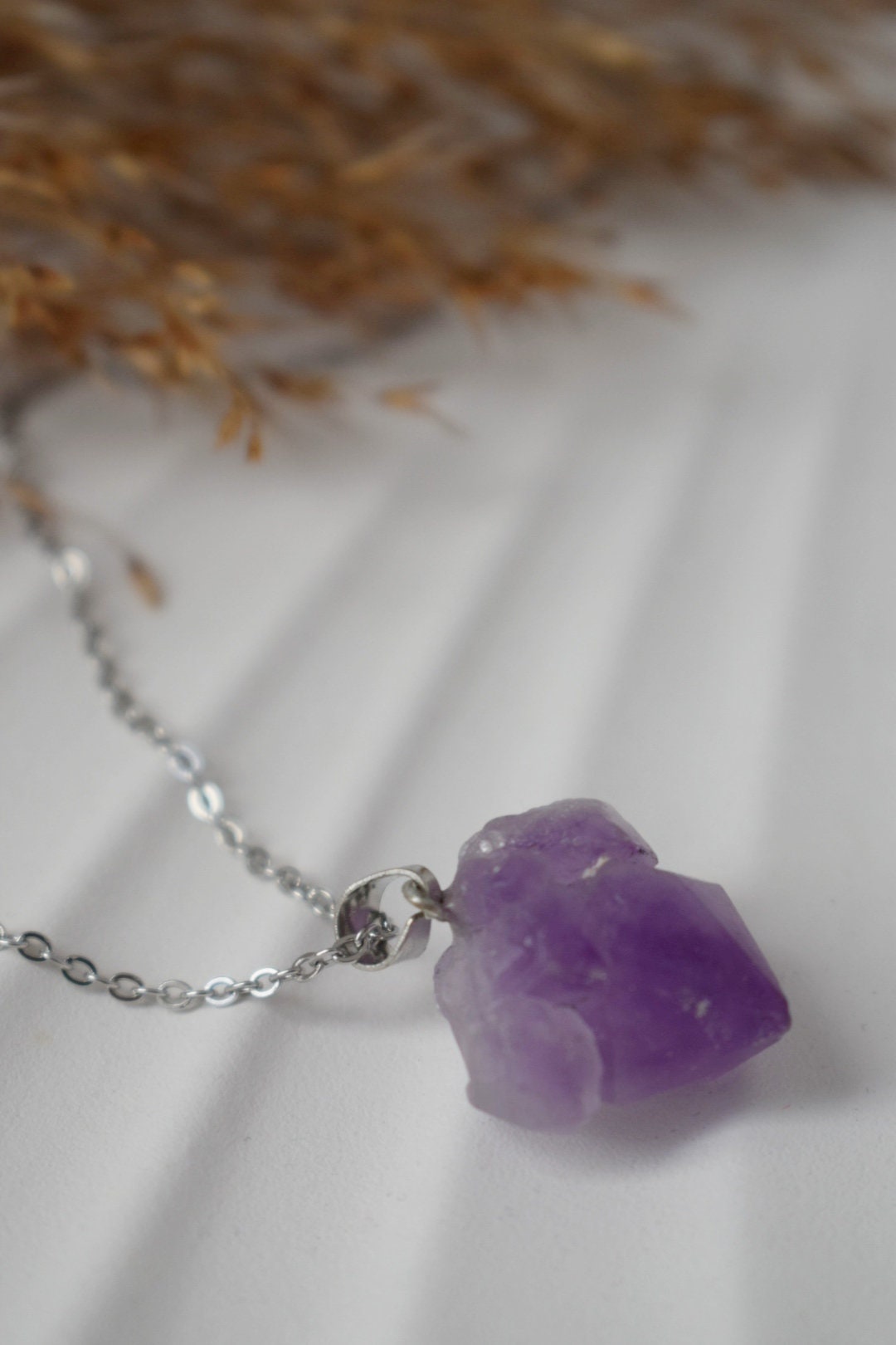 Natural Amethyst Nuggets Necklace, Gemstone pendant, Birthstone February, Handmade jewelry gift, Best unique gift
