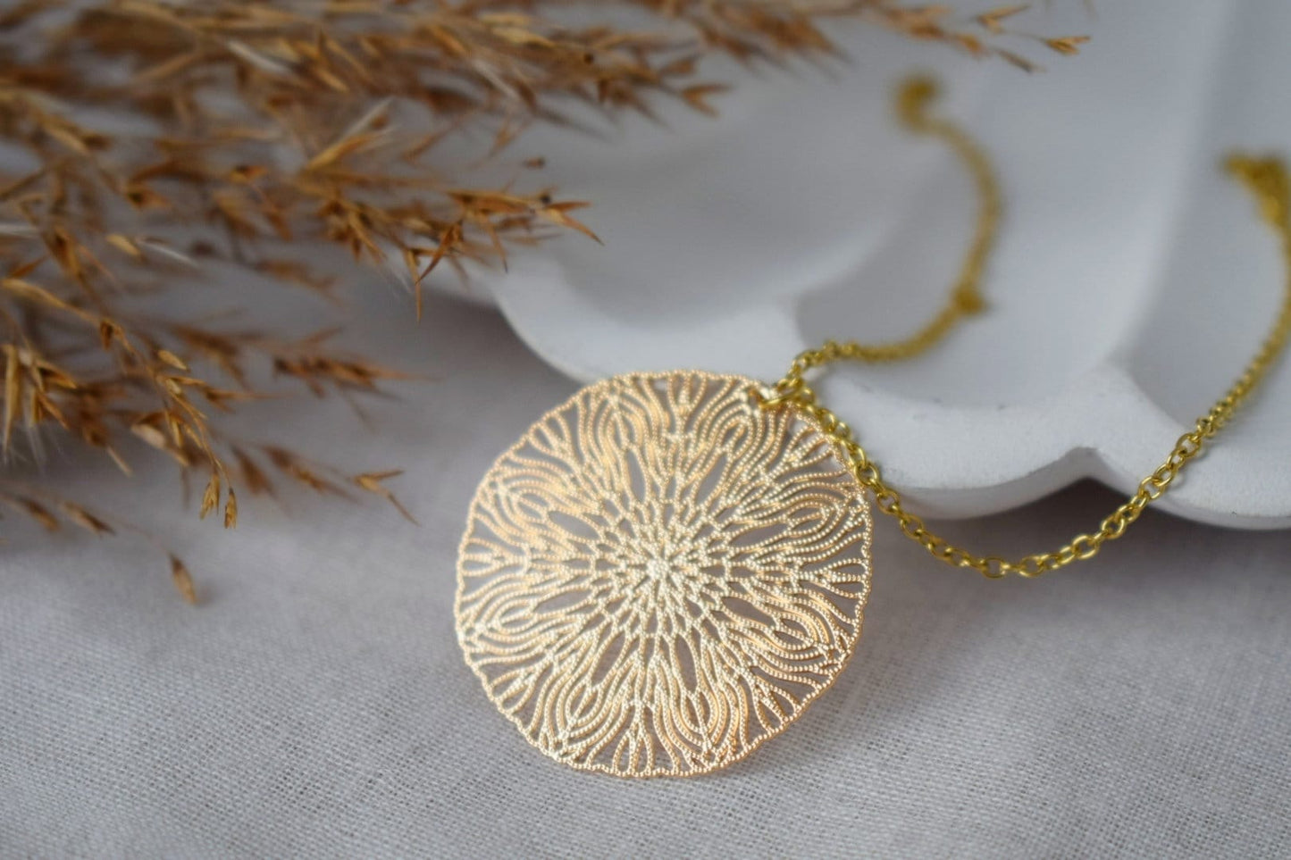 Ornament earrings for women, Mandala huggie earrings, Stainless steel gold plated earrings, Boho filigree hoops, Jewelry gift for her