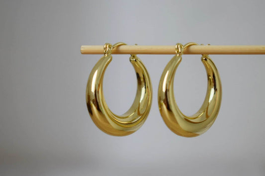 Chunky hoop earrings, Teardrop large wide hoops earrings, 18k gold plated hoop earrings, Statement Hoops, Modern earrings, Gift for her