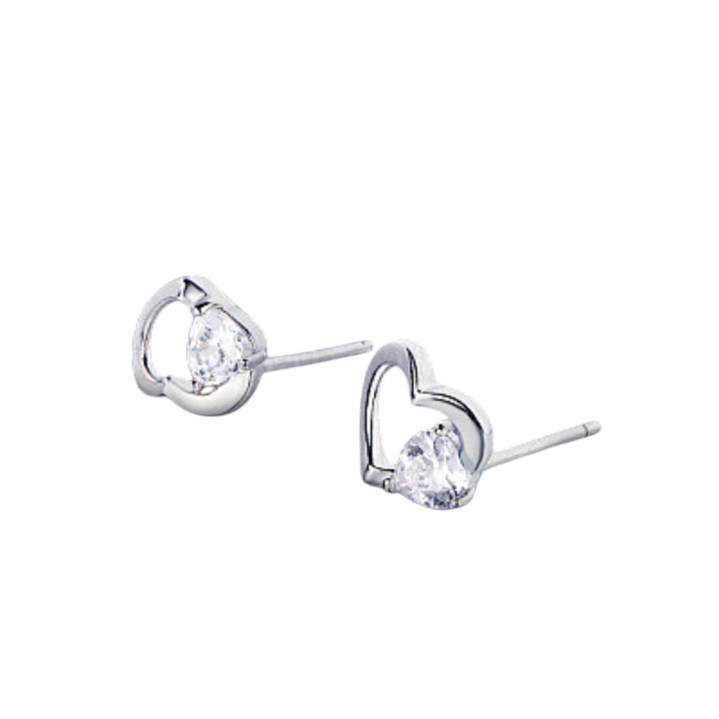 Open Heart Stud Earrings • Sterling Silver Zirconia Lightweight Earrings • Minimalist Jewelry • Best Gift For Her • Mother's Day Present
