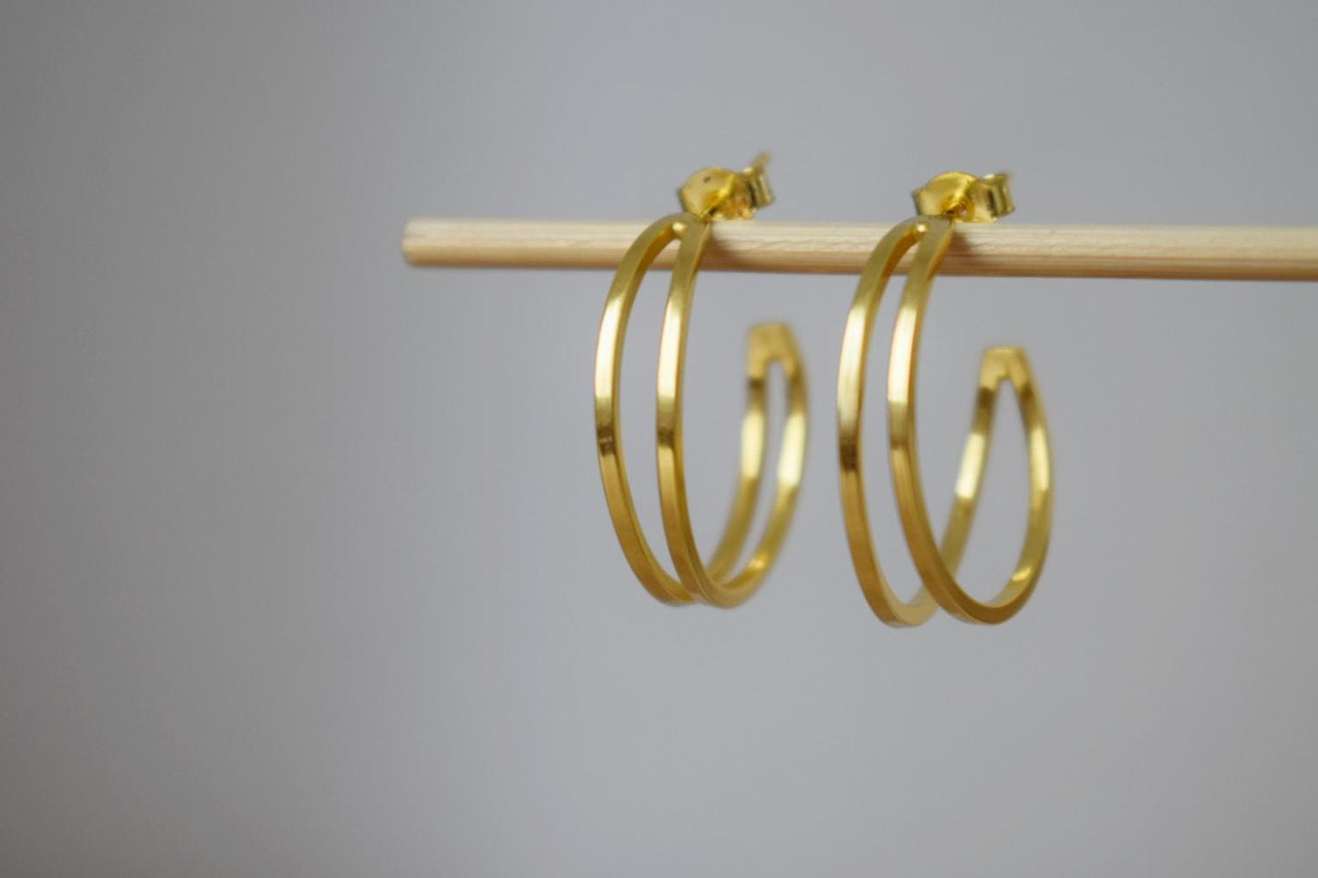Sterling silver golden hoop earrings, Half Hoops, Modern earrings, Lightweight jewelry, Unique mother's day gift