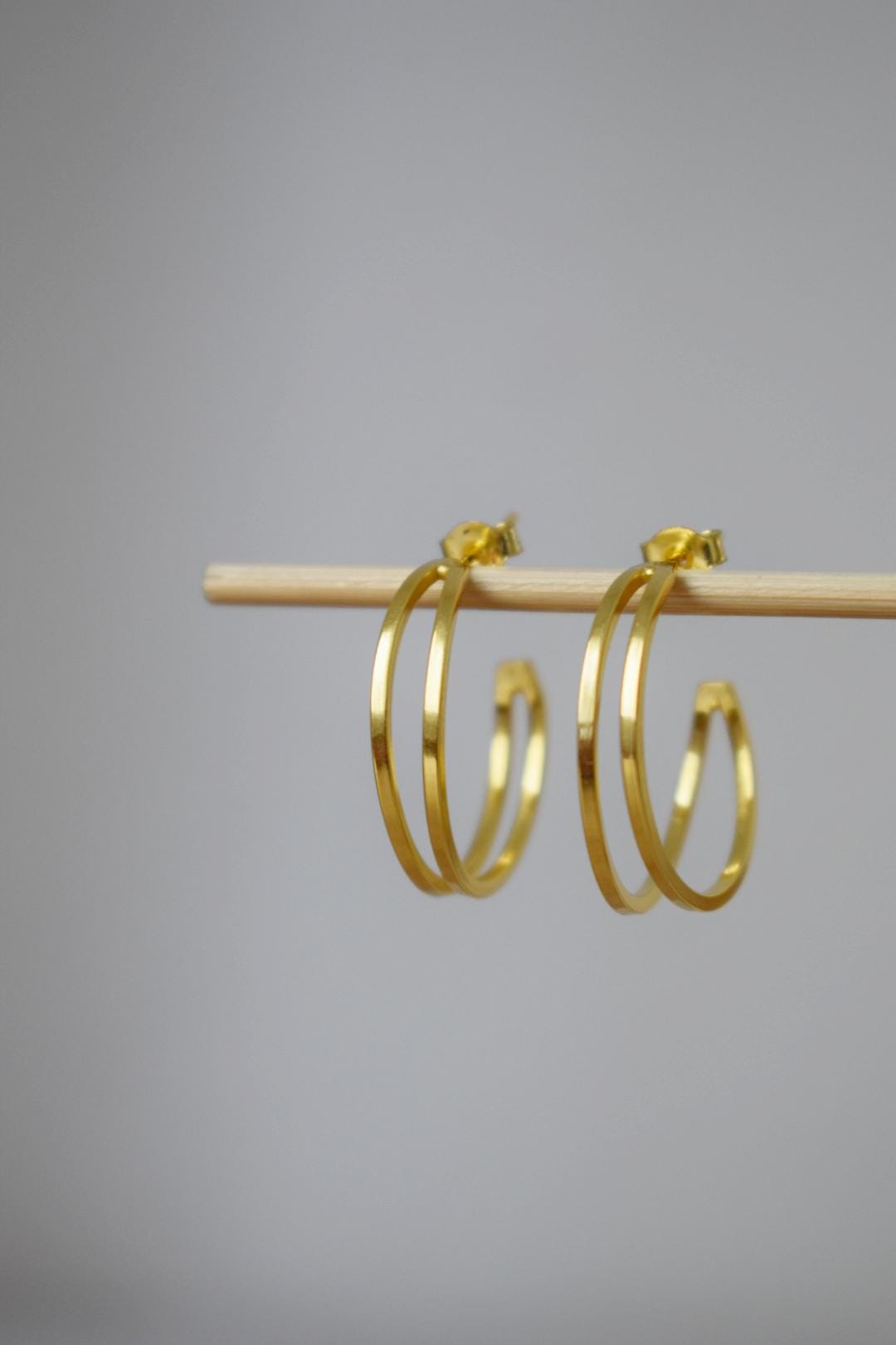 Sterling silver golden hoop earrings, Half Hoops, Modern earrings, Lightweight jewelry, Unique mother's day gift