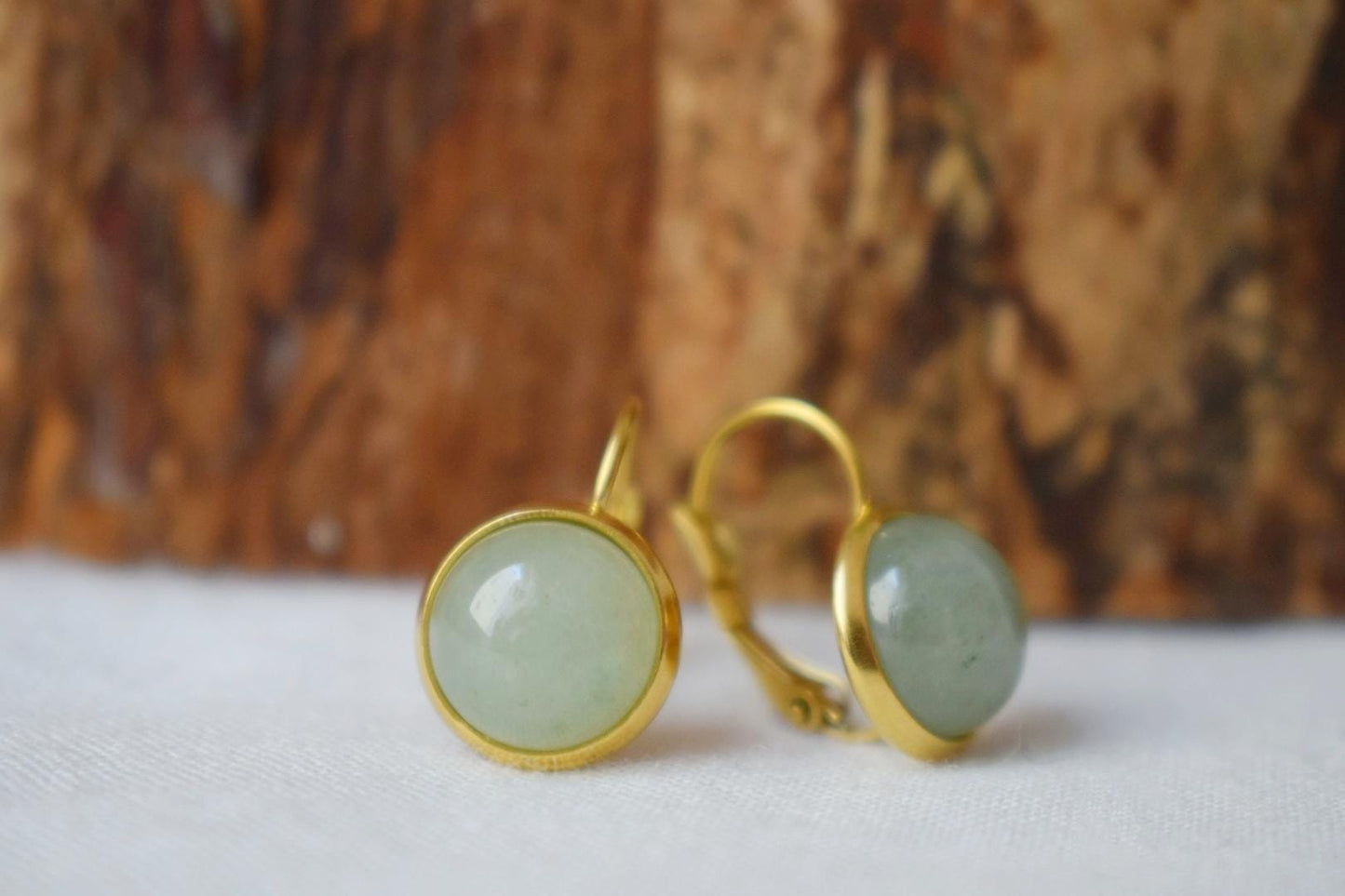Aventurine earrings dangle, Green gemstone earrings, Birthstone golden jewelry, Best christmas gift for her