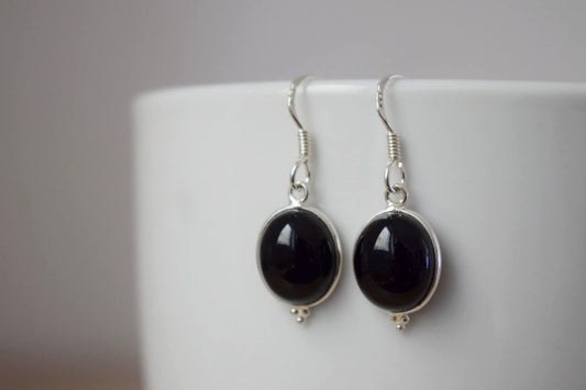 Black Onyx earrings, Gemstone sterling silver dangle earrings, Boho chic earrings, Unique handmade jewelry, Best christmas gift