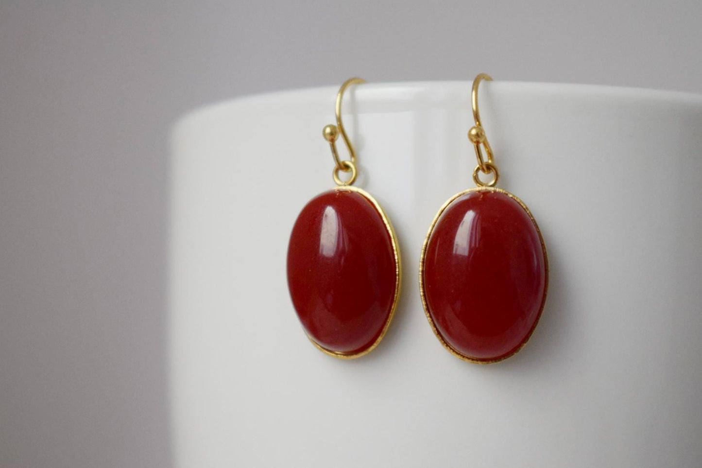 Red jade earrings, Deep red dangle earrings, Statement boho earrings, Gemstone jewelry, Mother's day gift for her