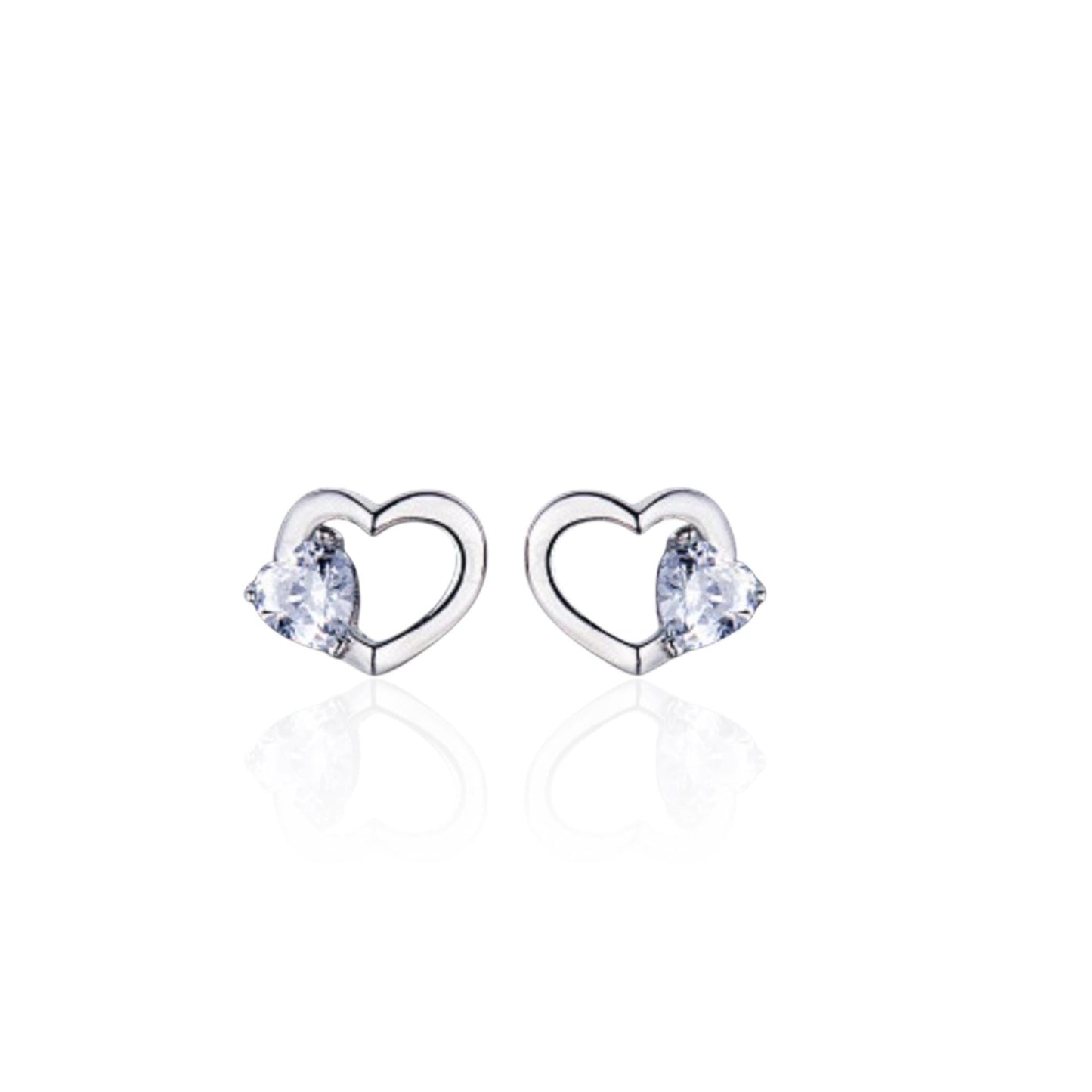 Open Heart Stud Earrings • Sterling Silver Zirconia Lightweight Earrings • Minimalist Jewelry • Best Gift For Her • Mother's Day Present