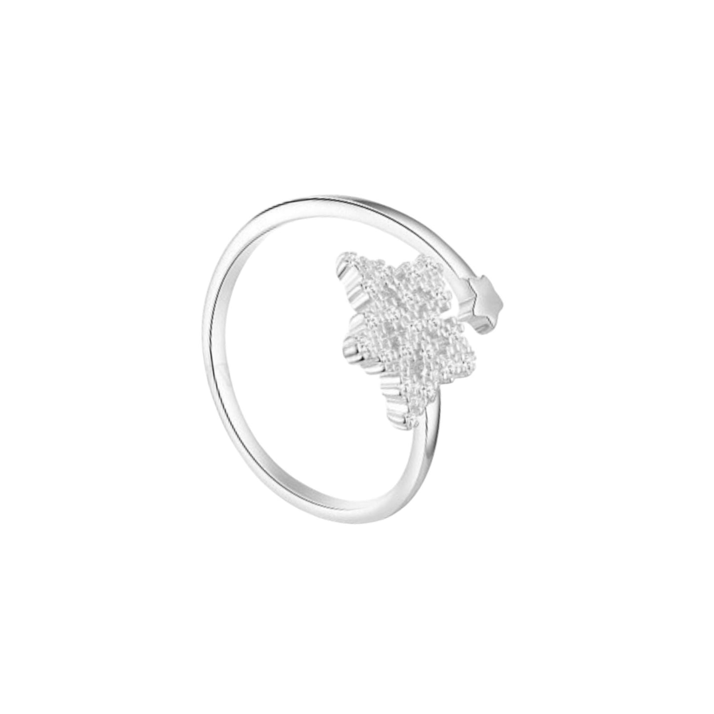 Star Ring Sterling Silver, Sparkling Cubic Zirconia Ring, Adjustable Open Ring, Unique Silver Ring For Women, Handmade Mother's Day Gift