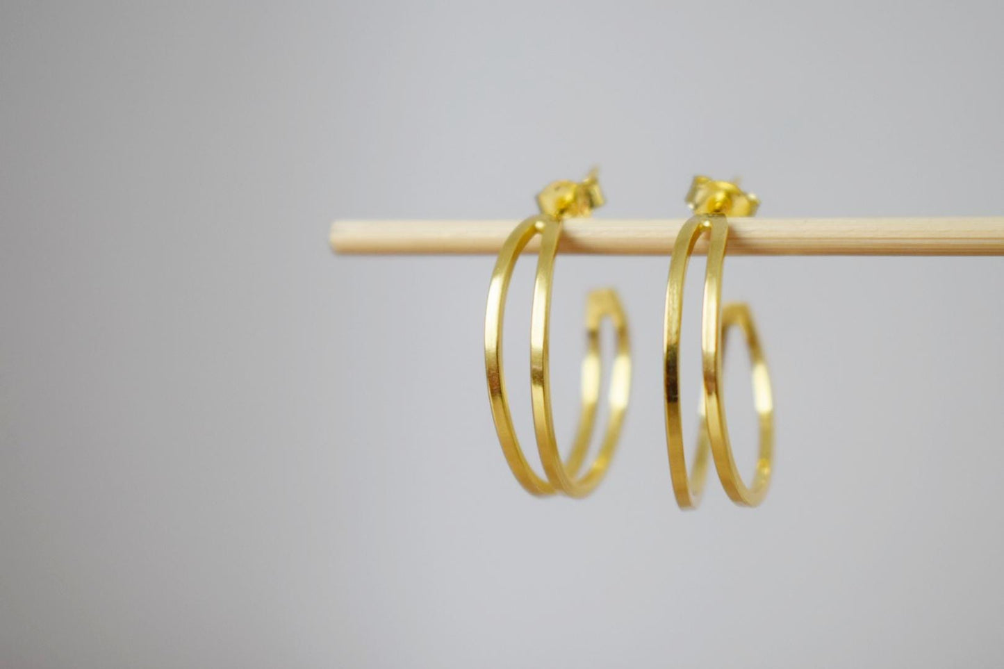 Sterling silver golden hoop earrings, Half Hoops, Modern earrings, Lightweight jewelry, Unique mother's day gift