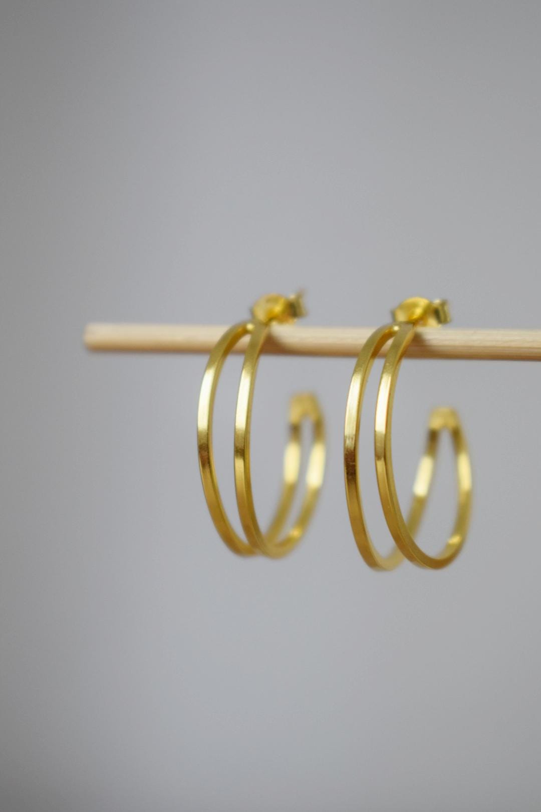 Sterling silver golden hoop earrings, Half Hoops, Modern earrings, Lightweight jewelry, Unique mother's day gift