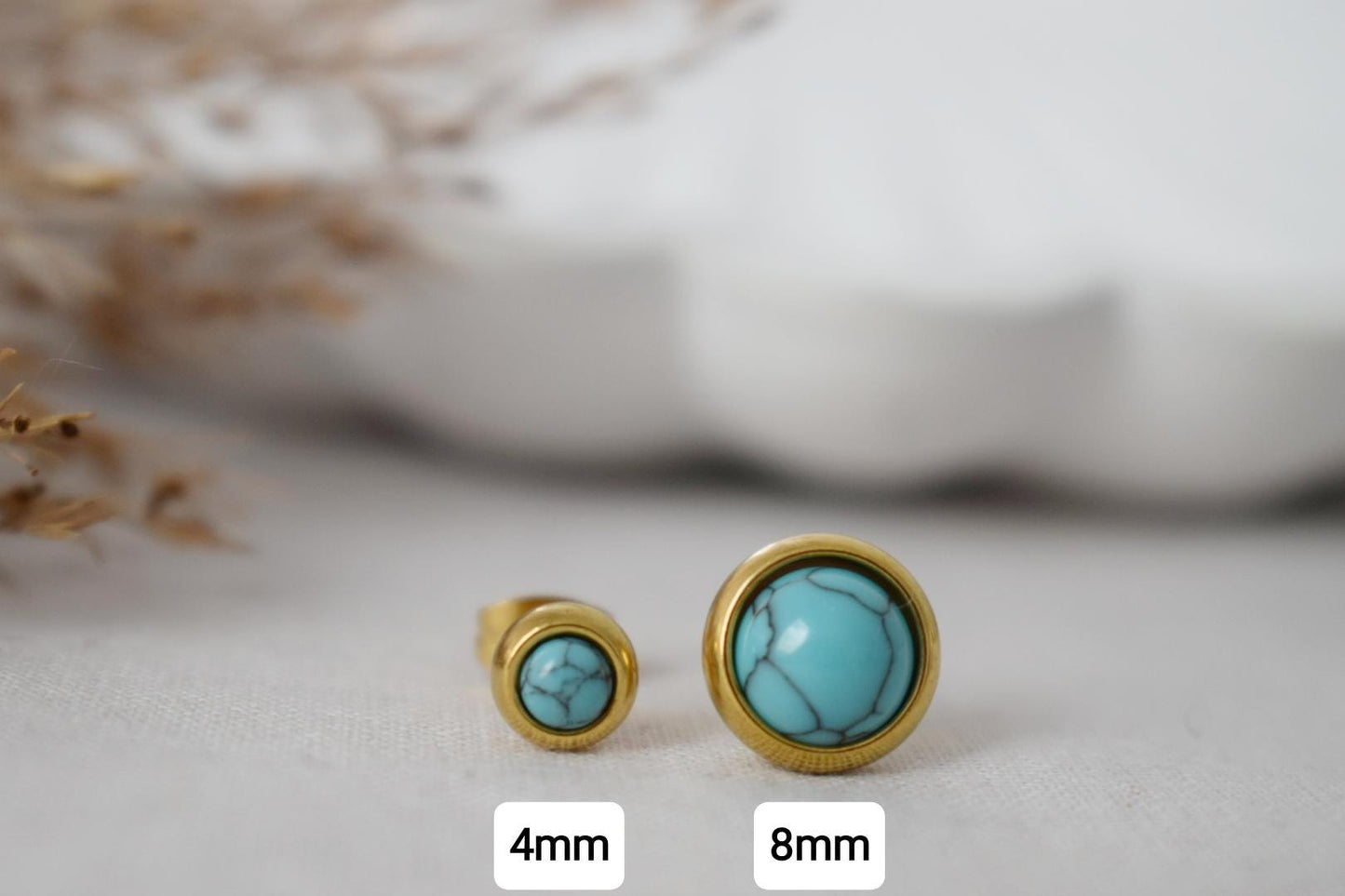 Mini turquoise stud earrings, 4mm Post earrings, Gemstone push back earrings, Unisex stud earrings, Minimalist Jewelry, Mother's day gift