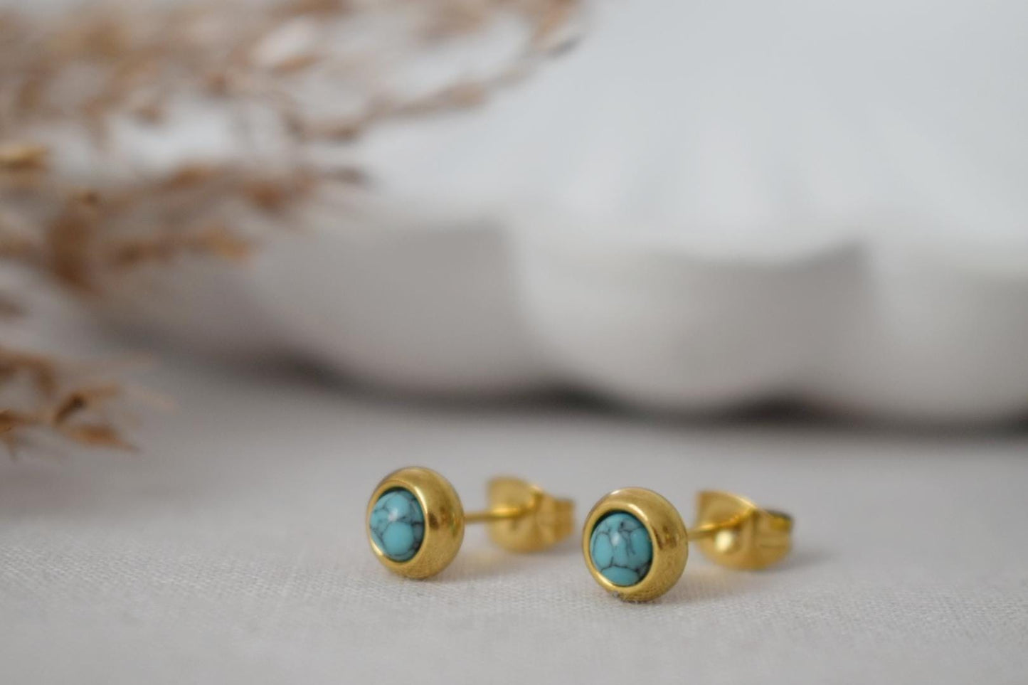 Mini turquoise stud earrings, 4mm Post earrings, Gemstone push back earrings, Unisex stud earrings, Minimalist Jewelry, Mother's day gift