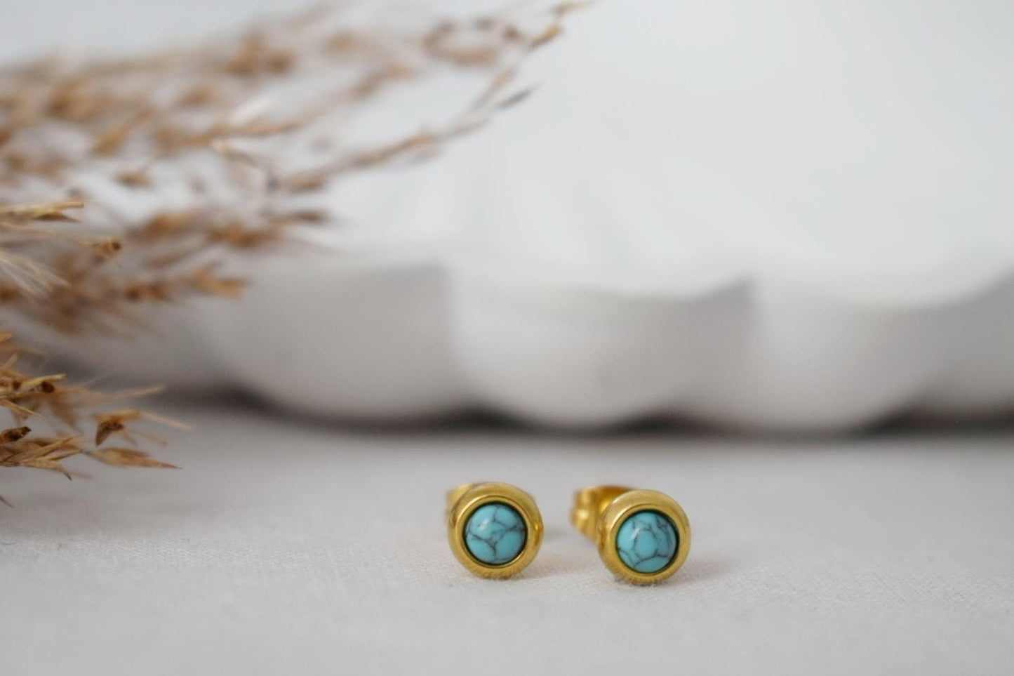 Mini turquoise stud earrings, 4mm Post earrings, Gemstone push back earrings, Unisex stud earrings, Minimalist Jewelry, Mother's day gift