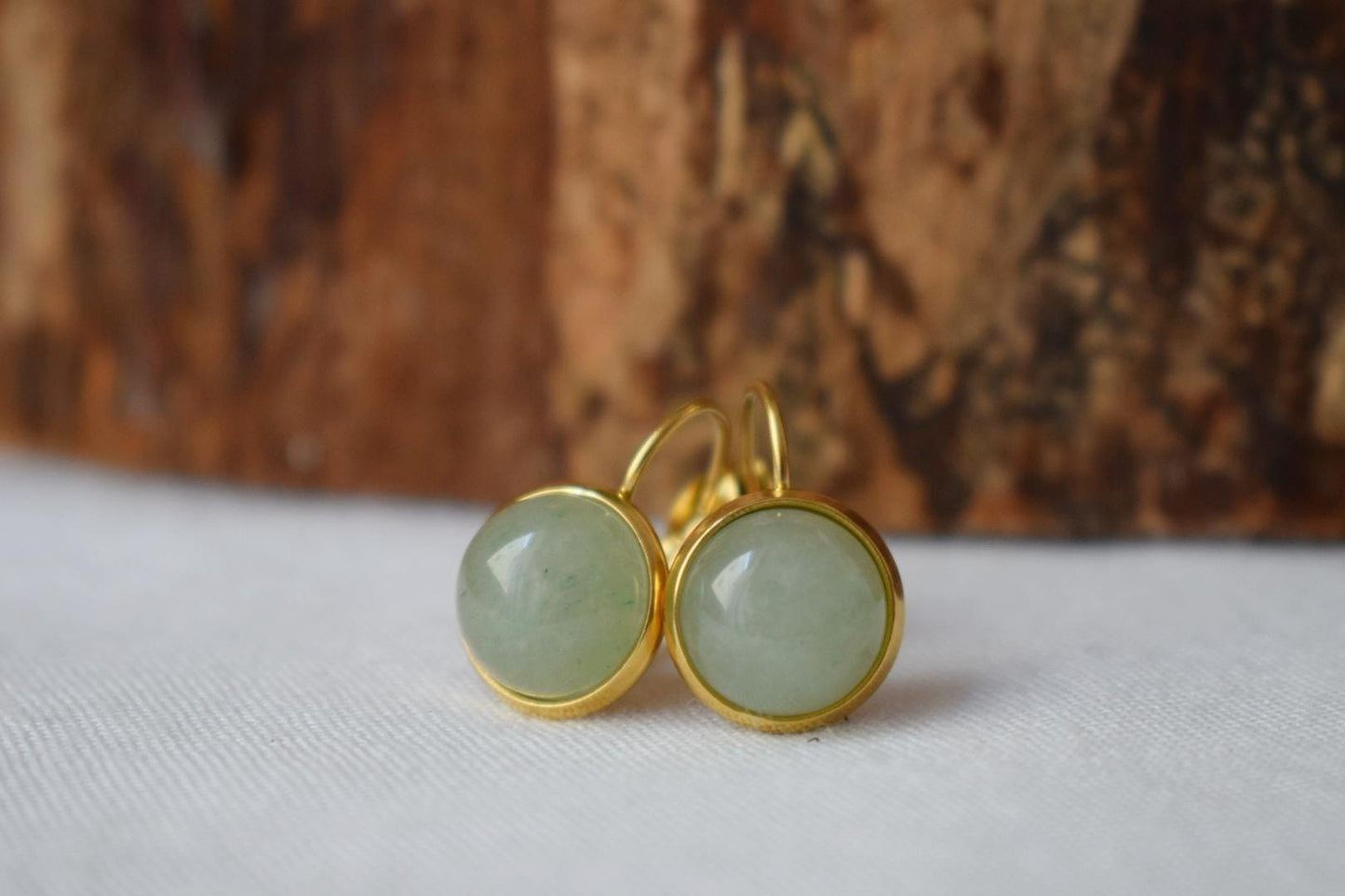 Small aventurine earrings dangle gold, Gemstone Green, Minimalist, Lever back, Natural stone, Birthstone, Jewelry Gift for her