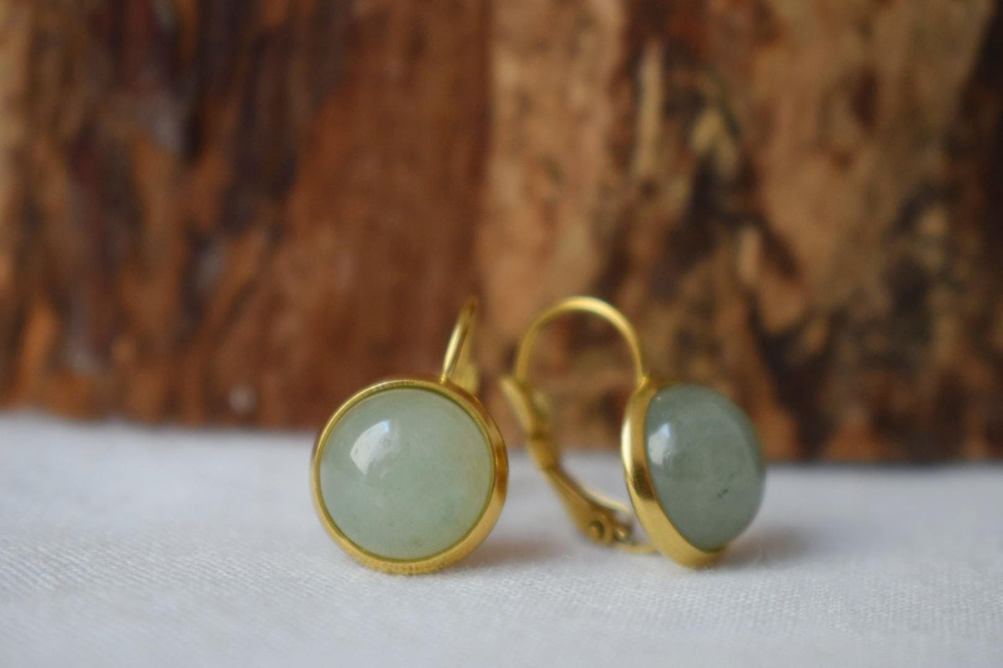 Small aventurine earrings dangle gold, Gemstone Green, Minimalist, Lever back, Natural stone, Birthstone, Jewelry Gift for her