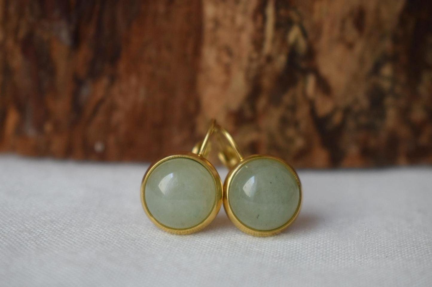 Aventurine earrings dangle, Green gemstone earrings, Birthstone golden jewelry, Best christmas gift for her