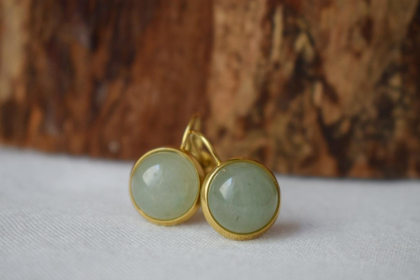 Aventurine earrings dangle, Green gemstone earrings, Birthstone golden jewelry, Best christmas gift for her